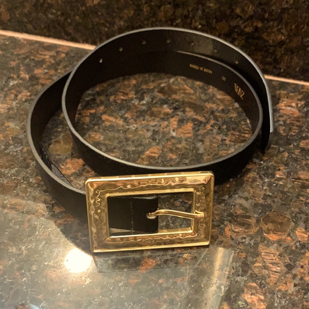 Zara black velvet belt